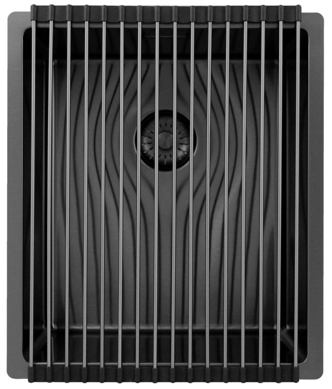 Pure.Sink Exclusivo Gun metal dřez 34x40 cm 10mm rádius podstavba, rovná konstrukce a nástavba PEX3440-61