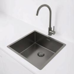 Pure.Sink Exclusivo Gun metal dřez 40x40 cm 10mm rádius vestavný, plochý a nástavbový PEX4040-61