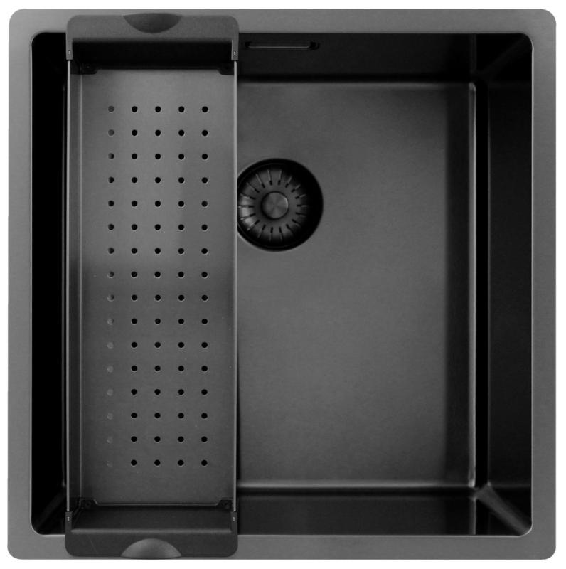 Pure.Sink Exclusivo Gun metal dřez 40x40 cm 10mm rádius vestavný, plochý a nástavbový PEX4040-61