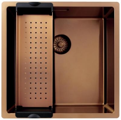 Pure.Sink Exclusivo Měděný dřez 40x40 cm 10mm rádius podstavba, rovná konstrukce a nástavba PEX4040-62