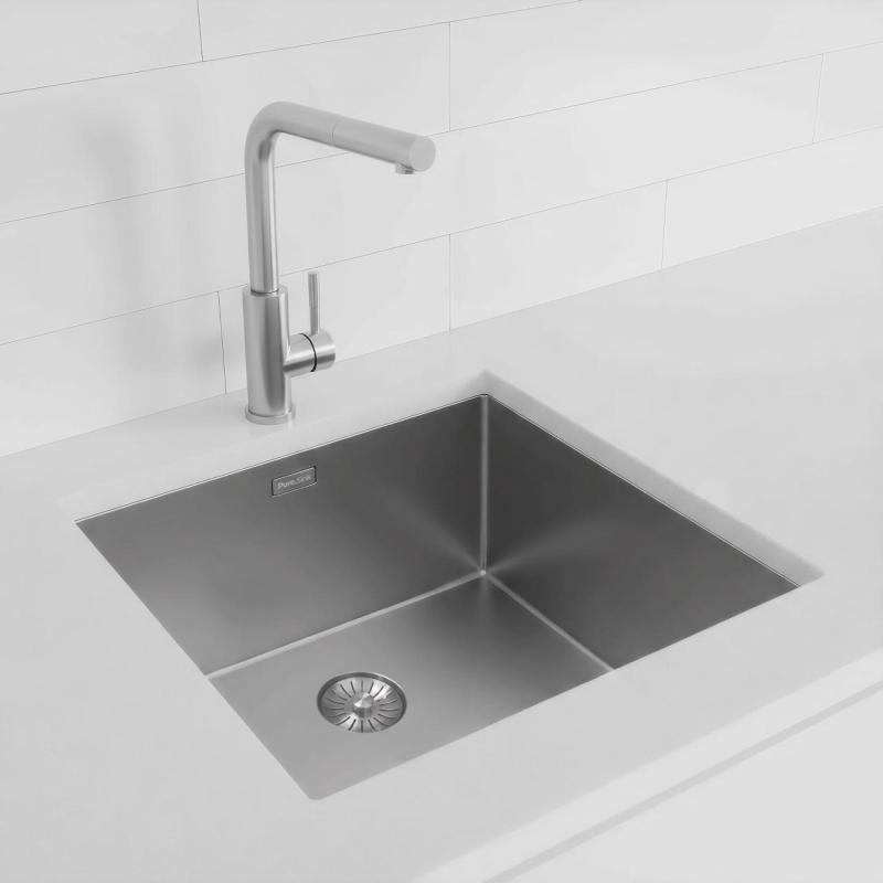Pure.Sink Exclusivo RVS dřez 45x40 cm s poloměrem 10mm pro podsklady, rovné povrchy a výstavbu PEX4540-02