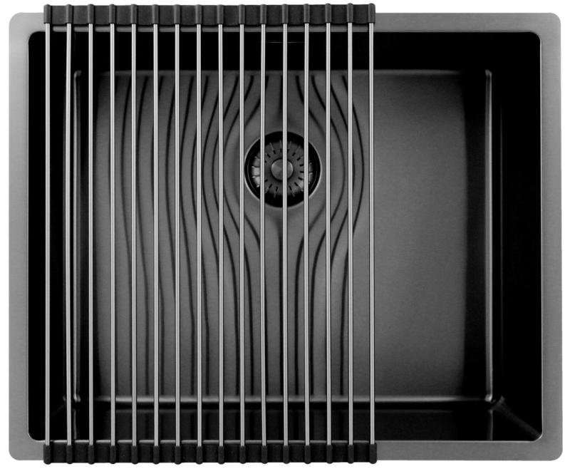 Pure.Sink Exclusivo Gun metal dřez 50x40 cm 10mm rádius podstavba, plochá konstrukce a nástavba PEX5040-61