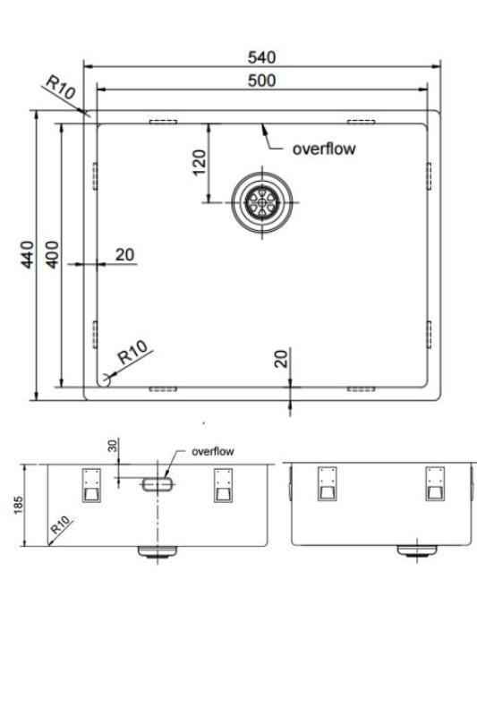 Pure.Sink Exclusivo Měděný dřez 50x40 cm 10mm rádius podstavba, rovinná konstrukce a nástavba PEX5040-62