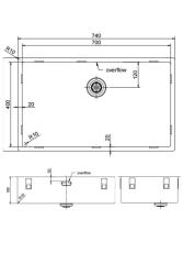 Pure.Sink Exclusivo velký nerezový dřez 70x40 cm 10mm rádius podstavce, ploché vložení a nástavba PEX7040-02