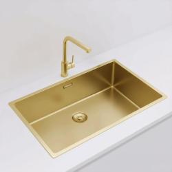 Pure.Sink Exclusivo velký zlatý dřez 70x40 cm, 10mm rádius podskříňový, rovný vložený a nástavbový PEX7040-60
