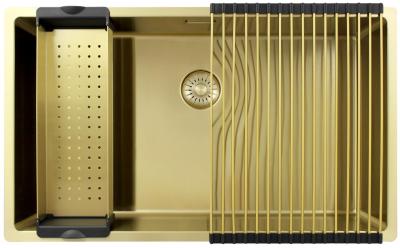 Pure.Sink Exclusivo velký zlatý dřez 70x40 cm, 10mm rádius podskříňový, rovný vložený a nástavbový PEX7040-60