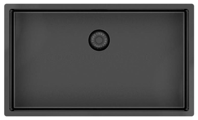 Pure.Sink Exclusivo velký Gun metal dřez 70x40 cm 10mm rádius podstavba, rovná vestavba a nástavba PEX7040-61