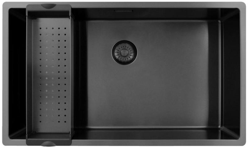 Pure.Sink Exclusivo velký Gun metal dřez 70x40 cm 10mm rádius podstavba, rovná vestavba a nástavba PEX7040-61