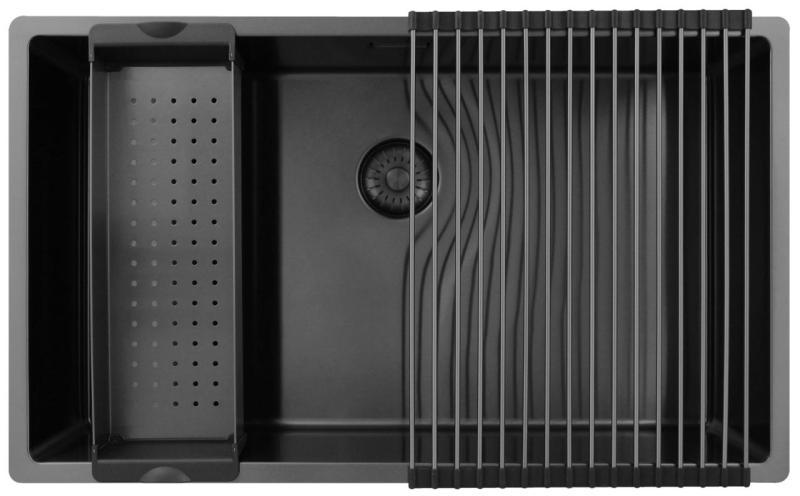 Pure.Sink Exclusivo velký Gun metal dřez 70x40 cm 10mm rádius podstavba, rovná vestavba a nástavba PEX7040-61