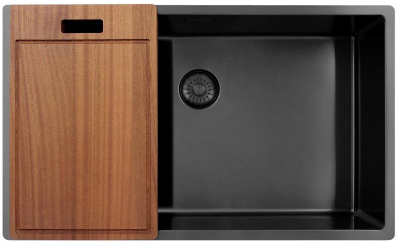 Pure.Sink Exclusivo velký Gun metal dřez 70x40 cm 10mm rádius podstavba, rovná vestavba a nástavba PEX7040-61