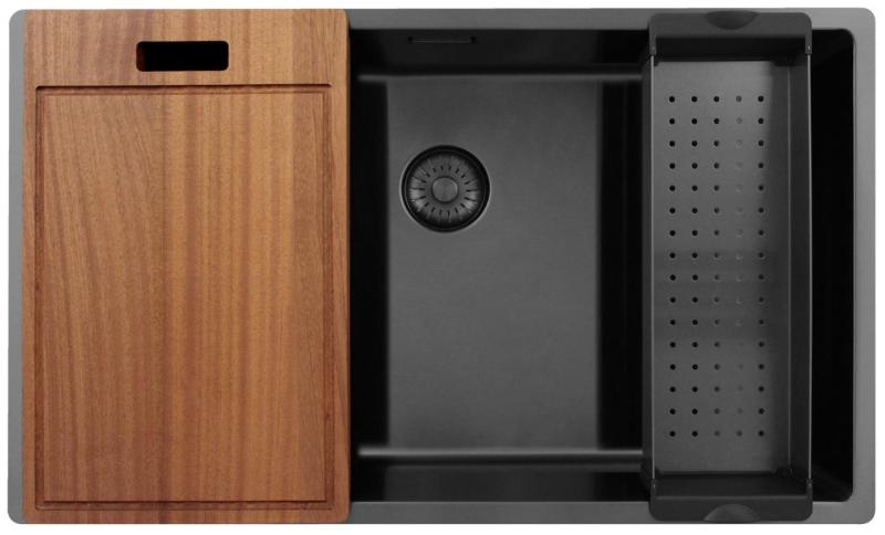 Pure.Sink Exclusivo velký Gun metal dřez 70x40 cm 10mm rádius podstavba, rovná vestavba a nástavba PEX7040-61