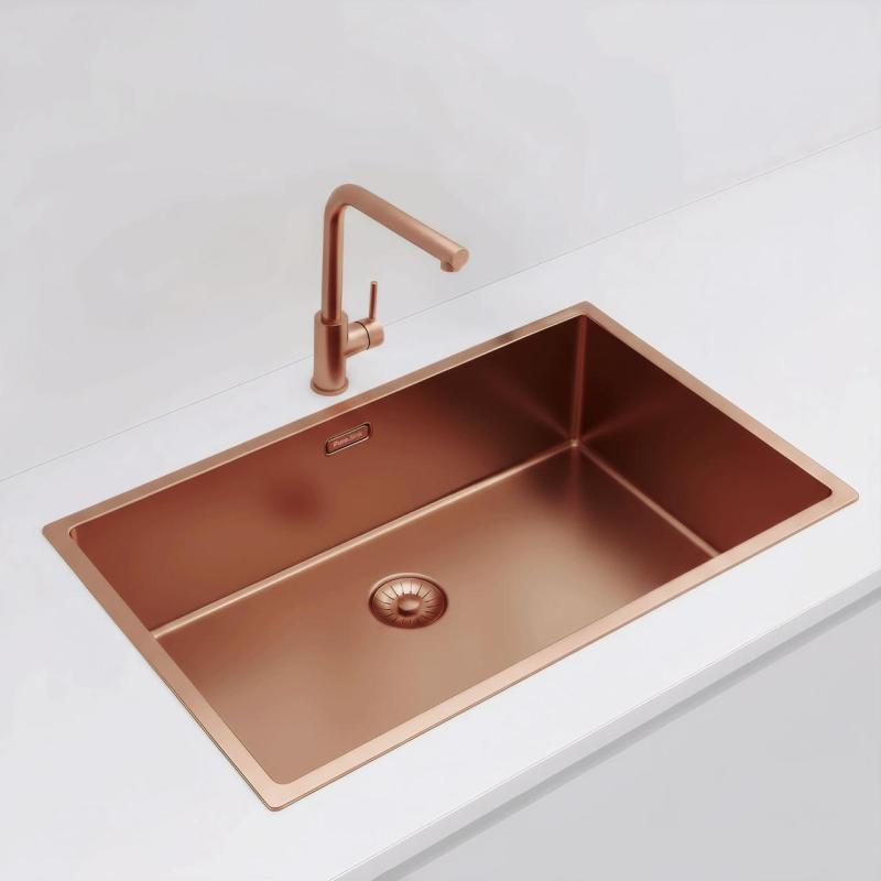 Pure.Sink Exclusivo velký měděný dřez 70x40 cm s poloměrem 10mm pro montáž pod, v rovině a nad PEX7040-62