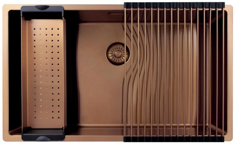 Pure.Sink Exclusivo velký měděný dřez 70x40 cm s poloměrem 10mm pro montáž pod, v rovině a nad PEX7040-62