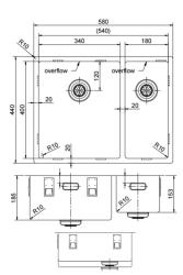 Pure.Sink Exclusivo Zlatý 1,5 jedno a půl dřezu 34+18 cm 10mm rádius PEX341840-60