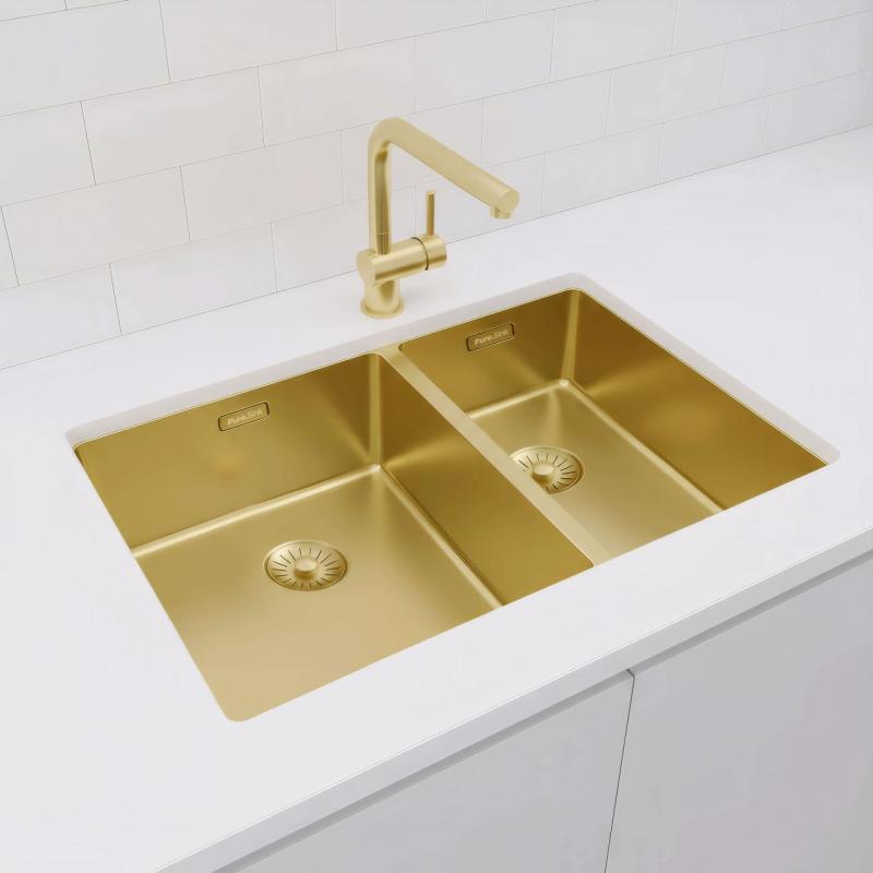 Pure.Sink Exclusivo Zlatý 1,5 jedno a půl dřezu 34+18 cm 10mm rádius PEX341840-60