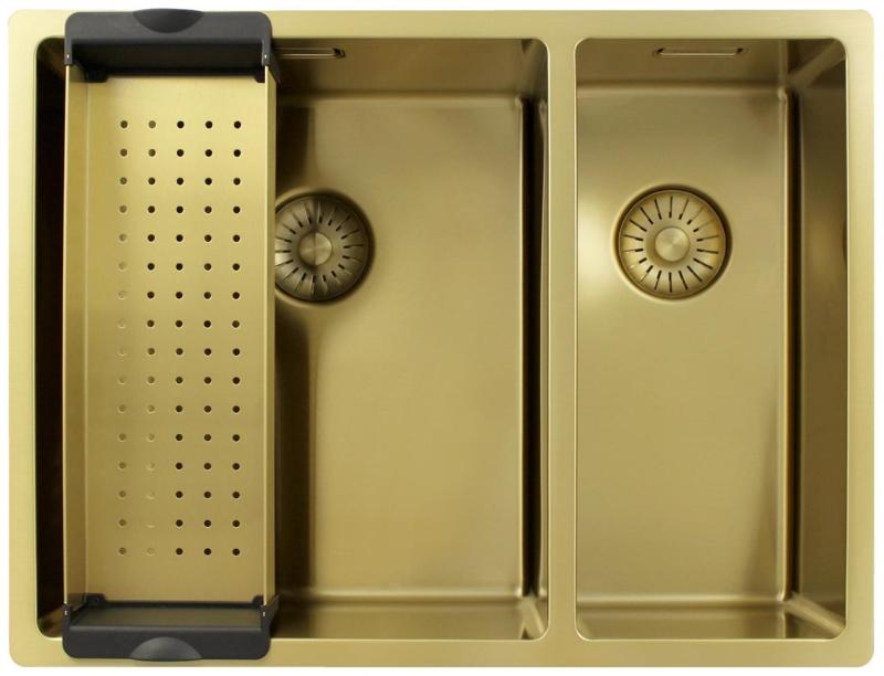 Pure.Sink Exclusivo Zlatý 1,5 jedno a půl dřezu 34+18 cm 10mm rádius PEX341840-60