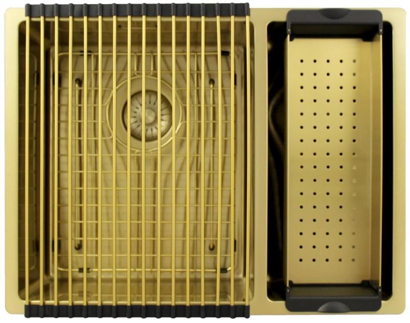 Pure.Sink Exclusivo Zlatý 1,5 jedno a půl dřezu 34+18 cm 10mm rádius PEX341840-60