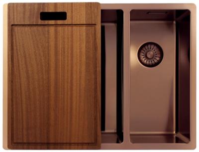 Pure.Sink Exclusivo Měděný 1,5 jedna a půl dřez 34+18 cm 10mm rádius PEX341840-62