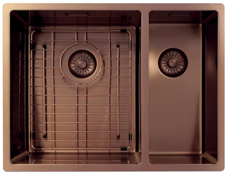 Pure.Sink Exclusivo Měděný 1,5 jedna a půl dřez 34+18 cm 10mm rádius PEX341840-62