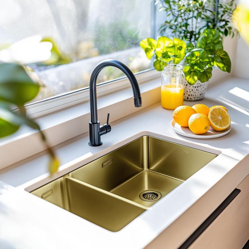 Pure.Sink Exclusivo Zlatý 1,5 jedno a půl dřezu 18+34 cm 10mm rádius PEX183440-60