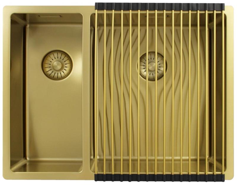 Pure.Sink Exclusivo Zlatý 1,5 jedno a půl dřezu 18+34 cm 10mm rádius PEX183440-60