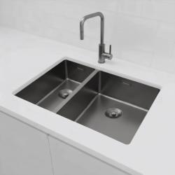 Pure.Sink Exclusivo Gun Metal 1,5 jedno a půl dřezu 18+34 cm 10mm rádius PEX183440-61