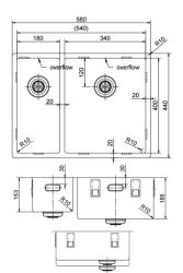 Pure.Sink Exclusivo Gun Metal 1,5 jedno a půl dřezu 18+34 cm 10mm rádius PEX183440-61