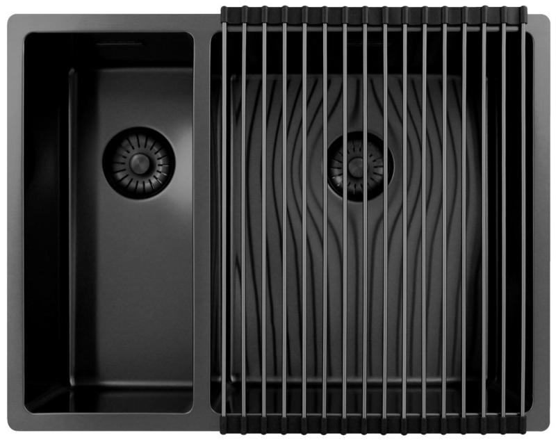 Pure.Sink Exclusivo Gun Metal 1,5 jedno a půl dřezu 18+34 cm 10mm rádius PEX183440-61