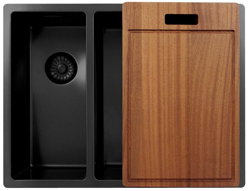 Pure.Sink Exclusivo Gun Metal 1,5 jedno a půl dřezu 18+34 cm 10mm rádius PEX183440-61