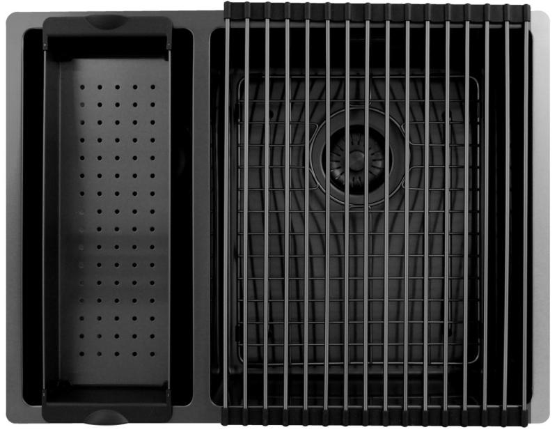 Pure.Sink Exclusivo Gun Metal 1,5 jedno a půl dřezu 18+34 cm 10mm rádius PEX183440-61