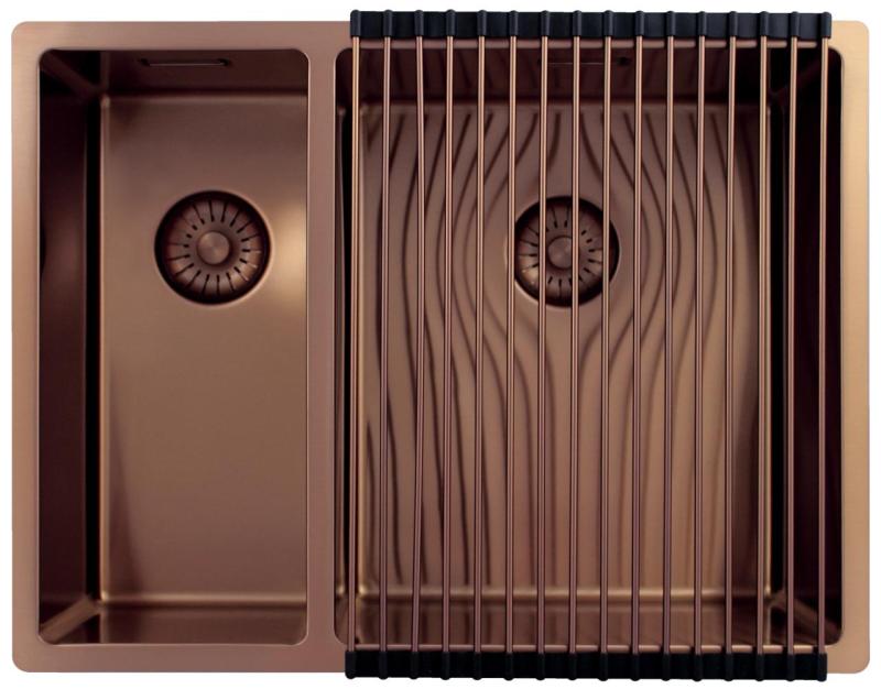 Pure.Sink Exclusivo Měděný 1,5 jedno a půl dřezu 18+34cm 10mm rádius PEX183440-62