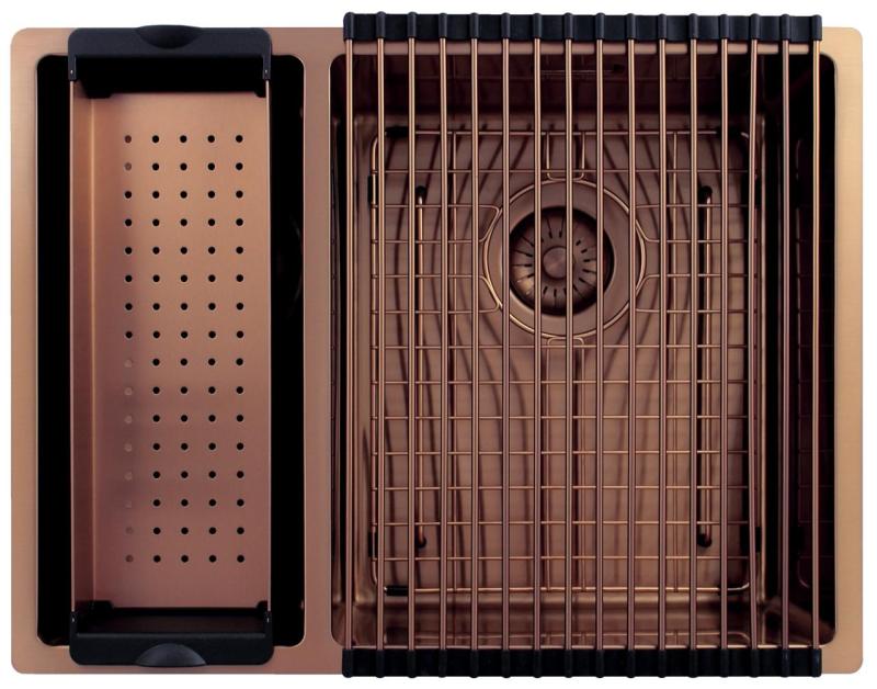 Pure.Sink Exclusivo Měděný 1,5 jedno a půl dřezu 18+34cm 10mm rádius PEX183440-62