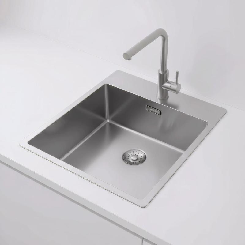 Pure.Sink Exclusivo nerezový dřez 44x52 cm Tapwing s otvorem pro kohoutek 10mm rádius PEX4040T-02