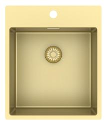 Pure.Sink Exclusivo Zlatý dřez 44x52 cm Tapwing s otvorem pro kohoutek 10mm rádius PEX4040T-60