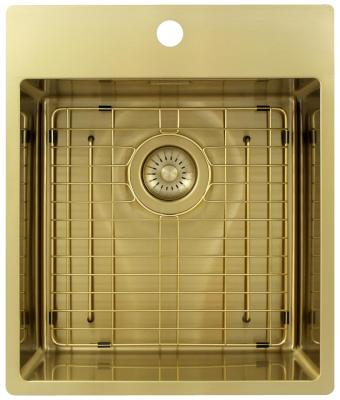 Pure.Sink Exclusivo Zlatý dřez 44x52 cm Tapwing s otvorem pro kohoutek 10mm rádius PEX4040T-60
