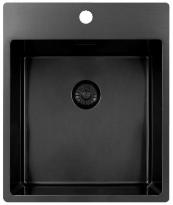 Pure.Sink Exclusivo Gun Metal dřez 44x52 cm Tapwing s otvorem pro kohoutek 10mm rádius PEX4040T-61