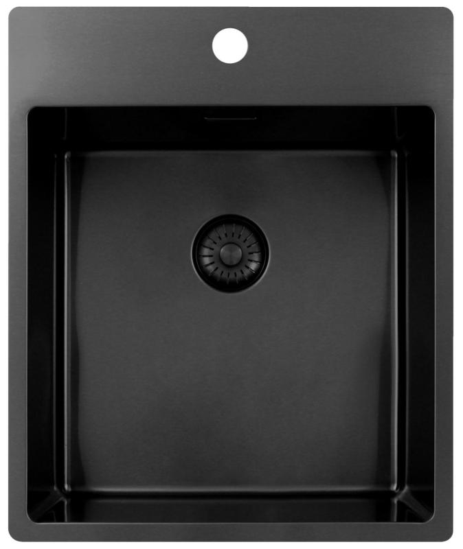 Pure.Sink Exclusivo Gun Metal dřez 44x52 cm Tapwing s otvorem pro kohoutek 10mm rádius PEX4040T-61
