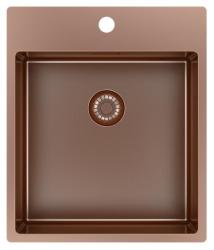 Pure.Sink Exclusivo Měděný dřez 44x52 cm Tapwing s dírou pro kohoutek, rádius 10mm PEX4040T-62
