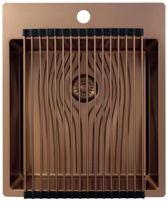 Pure.Sink Exclusivo Měděný dřez 44x52 cm Tapwing s dírou pro kohoutek, rádius 10mm PEX4040T-62