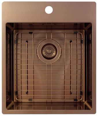 Pure.Sink Exclusivo Měděný dřez 44x52 cm Tapwing s dírou pro kohoutek, rádius 10mm PEX4040T-62