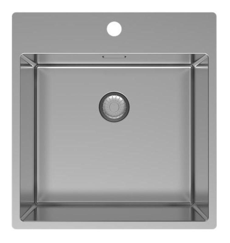Pure.Sink Exclusivo nerezový dřez 49x52 cm Tapwing s dírou pro kohoutek, poloměr 10mm PEX4540T-02