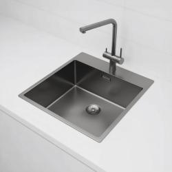 Pure.Sink Exclusivo Gun Metal dřez 49x52 cm Tapwing s otvorem pro kohoutek 10mm rádius PEX4540T-61