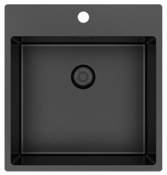 Pure.Sink Exclusivo Gun Metal dřez 49x52 cm Tapwing s otvorem pro kohoutek 10mm rádius PEX4540T-61