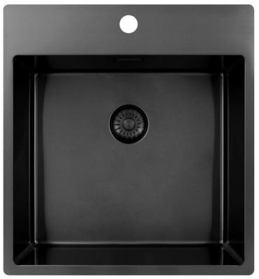 Pure.Sink Exclusivo Gun Metal dřez 49x52 cm Tapwing s otvorem pro kohoutek 10mm rádius PEX4540T-61
