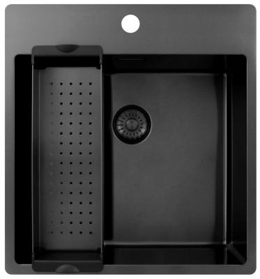Pure.Sink Exclusivo Gun Metal dřez 49x52 cm Tapwing s otvorem pro kohoutek 10mm rádius PEX4540T-61