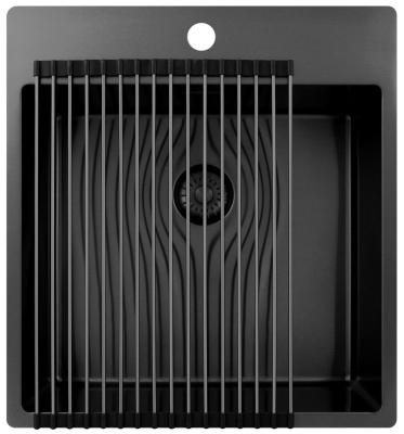Pure.Sink Exclusivo Gun Metal dřez 49x52 cm Tapwing s otvorem pro kohoutek 10mm rádius PEX4540T-61