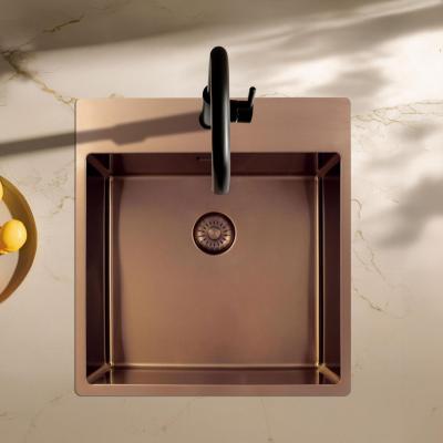 Pure.Sink Exclusivo Měděný dřez 49x52 cm Tapwing s otvorem pro kohoutek 10mm radius PEX4540T-62