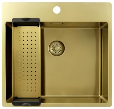 Pure.Sink Exclusivo Zlatý dřez 54x52 cm Tapwing s otvorem pro kohoutek 10mm poloměr PEX5040T-60