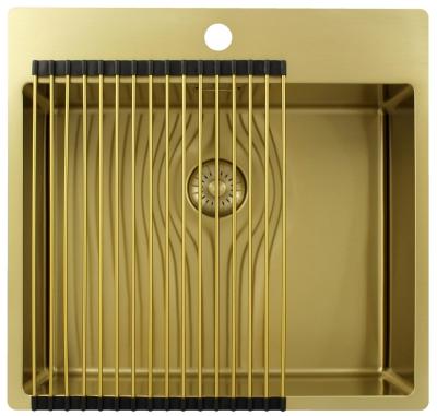 Pure.Sink Exclusivo Zlatý dřez 54x52 cm Tapwing s otvorem pro kohoutek 10mm poloměr PEX5040T-60