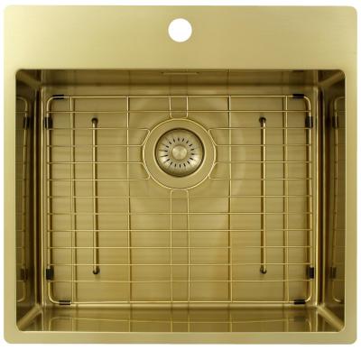 Pure.Sink Exclusivo Zlatý dřez 54x52 cm Tapwing s otvorem pro kohoutek 10mm poloměr PEX5040T-60